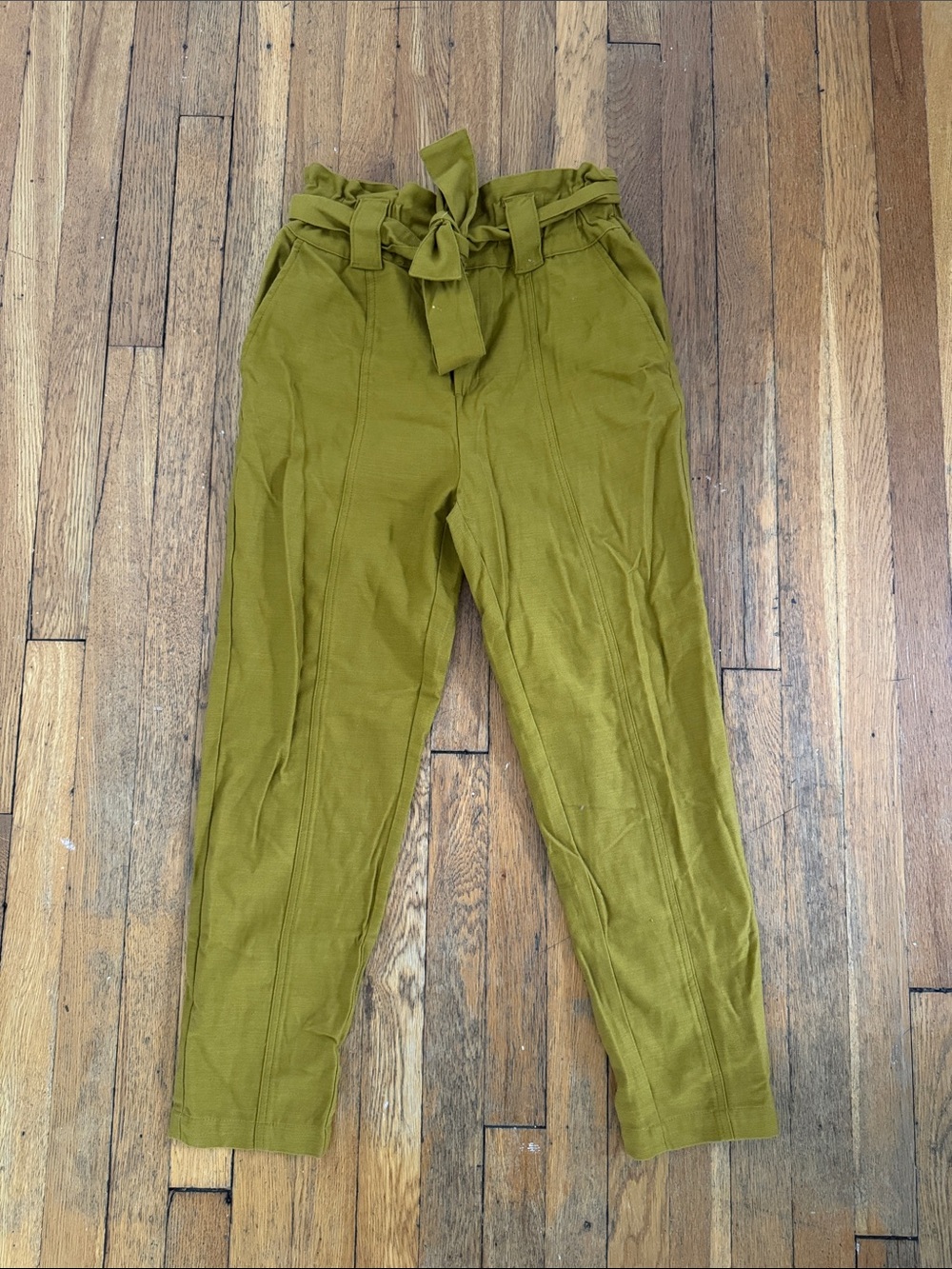 Who What Wear Olive-Green High-Waist Paperbag Trousers